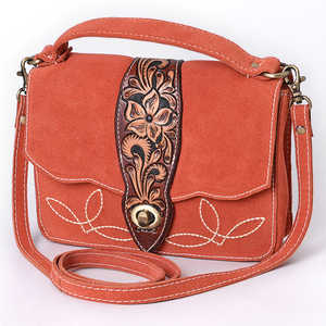 Bolso Bandolera de Cuero Gamuza Envejecido Hecho a Mano con Correa Floral Repujada, Ligero, Estilo Vintage, Occidental, Bohemio, para Mujer - Product Image 6