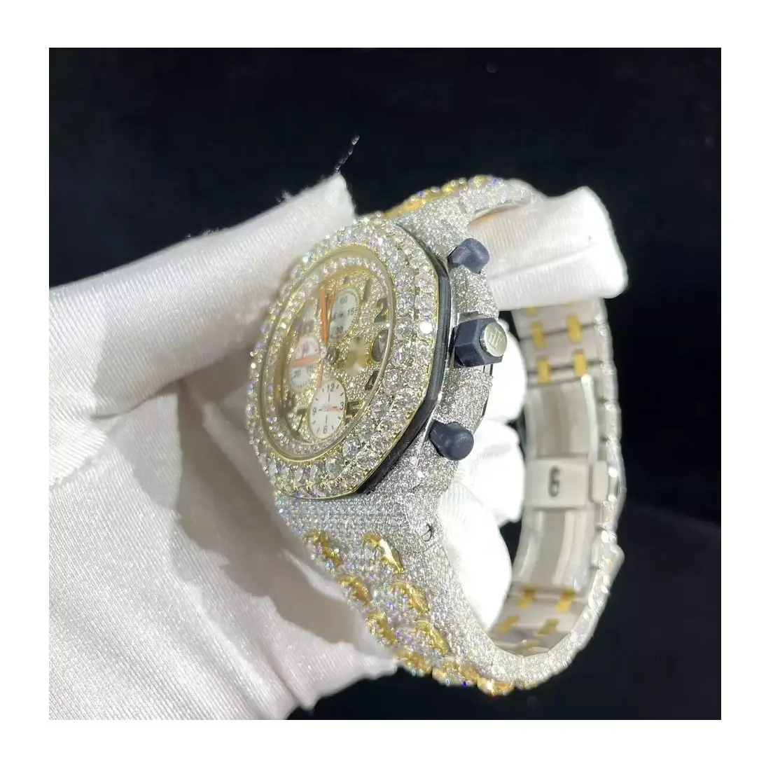 Hip Hop Buy Real Lab Diamond Bezel In White Gold Stainless Steel Date Roman Modified brand Watches For Women Men Jewelry