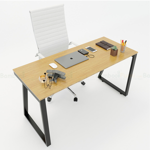 Minimalist Trapez Bamboo II <b>Desk</b> 140x60cm Assembled Metal Legs - Product Image 2