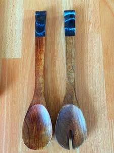 Tenedor de resina hecho a mano de la mejor calidad, utensilios de madera altamente pulidos con logotipo personalizado, restaurantes de hoteles en casa directamente de la India - Product Image 2