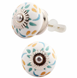 Boutons en céramique floraux de style industriel Feuille rustique gravée Poignée de tiroir Cuisine Chambre à coucher Salon Armoire Commode - Product Image 1