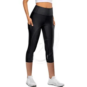 Celana Yoga reflektif tujuh titik celana Yoga Label pribadi legging kustom wanita ketat elastis cepat kering
