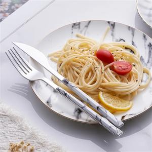 Juego de cubiertos de cabeza de plata de lujo con mango de mármol de diseño, cubiertos multiusos para comedor, servir cocina y mesa de fiesta - Product Image 4