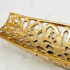 Bandeja de servicio para el hogar, accesorio decorativo de color dorado con acabado único de Metal para el hogar, el Hotel y el restaurante - Product Image 2