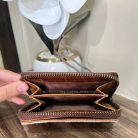 Cuir véritable Hommes Portefeuilles Femmes Mini Double Couche Porte-cartes d'identité Porte-monnaie Pochette de rangement Sac d'affaires court