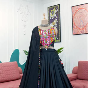 Modern Style Heavy and Beautiful Rayon Lehenga Choli & Dupatta Chine Stitch & Real <b>Mirror</b> Work Kodi Lace Work Woman Fashion - Product Image 1