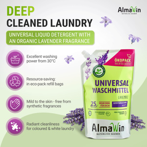 AlmaWin RTS 1 Détergent Liquide Universel pour Linge 1,5L Eco-Pack Recharge avec Parfum Lavande Haute Concentration pour Bébé - Product Image 6