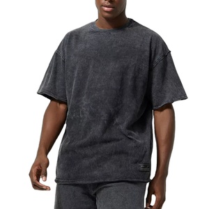 <b>high</b> quality wholesale streetwear acid washed blank black t shirt pullover heavyweight distress <b>tshirt</b> - Product Image 1
