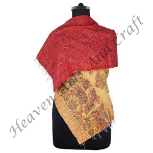 SC1031 Vintage Kantha travail coton fait à la main écharpe Design à la mode filles partout cousu à la main Style uni longue longueur - Product Image 6