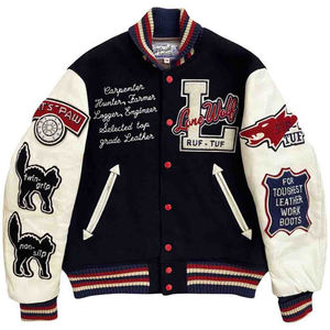 Chaqueta de alta calidad para hombre, chaqueta para hombre, estilo universitario, lana, Varsity, retazos personalizados, Mangas de cuero, chaqueta de béisbol con letras - Product Image 1