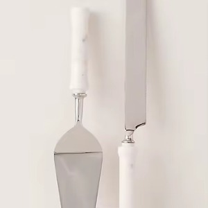 Ensemble de couteau à gâteau en acier inoxydable avec poignée en boucle dorée - Product Image 5