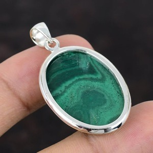 Colgante de malaquita hecho a mano, joyería nueva, colgante de plata de ley 925, colgante de diseño único, joyería de piedras preciosas genuinas - Product Image 2