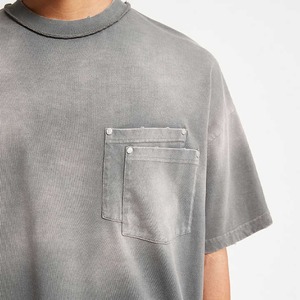 เสื้อยืดสีดำสีขาวขนาดใหญ่สำหรับผู้ชายเสื้อยืดมัดย้อมผ้าคอตตอนน้ำหนักมาก - Product Image 6