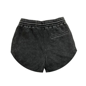 Pantalones cortos de sudor de algodón con lavado ácido Vintage de verano para hombre, tinte solar que se desvanece, borde cortado, a prueba de viento, antiarrugas, patrón sólido, servicio OEM - Product Image 4