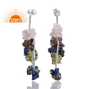 ต่างหูพลอยธรรมชาติหลายแบบทำจากเงินสเตอริ่งเครื่องประดับออกแบบตามต้องการสำหรับเป็นของขวัญสำหรับผู้หญิงสำหรับผู้หญิง - Product Image 2