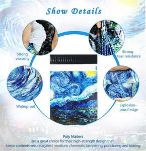 ถุงโพลีเมลเลอร์ 25x33 ซม. ปิดผนึกด้วยตัวเอง กันน้ำ ทนต่อการฉีกขาด ทนทาน 2.3M ผ้าใบแคนวาสลาย Starry Night Van Gogh - Product Image 5