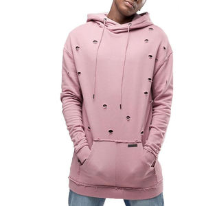 เสื้อมีฮู้ดหูรูดสีชมพูสำหรับผู้ชาย - Product Image 1