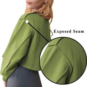 Sudadera con capucha corta para mujer de alta calidad con cómodo jersey de manga larga, sudaderas con capucha cortas de Color gris, hechas en Pakistán - Product Image 2