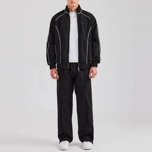 Custom Men's <b>Black</b> <b>Windbreaker</b> Set High Quality Lightweight Tracksuit 2 Piece Sports Jogging Suit Windproof Athletic Streetwear - Product Image 3