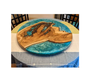 Diseño antiguo de madera y resina Lazy Susan popular resina epoxi color más vendido madera y resina Lazy Susan - Product Image 2