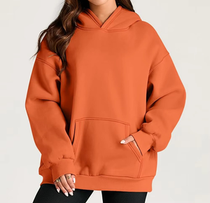 Femmes hiver personnalisé imprimé sweats à capuche surdimensionné chute épaule manches haute qualité épais tricoté à capuche avant Logo polaire - Product Image 1