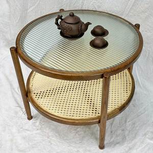 Modern Two-Tier Round Glass Top Coffee <b>Table</b> 58x46cm Durable Living Room Furniture Side <b>Table</b> for Entry Home Use - Product Image 2