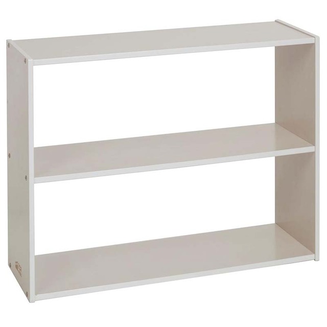 ECR4Kids Streamline 2-Shelf Storage Cabinet, 24in High, Double-Sided, White Wash