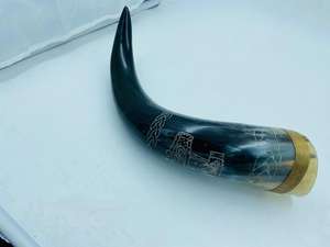 Corne à boire sculptée de bière naturelle inspirée de Viking avec support de haute qualité Logo personnalisé Design World Craft Impex Salt Lamp - Product Image 6