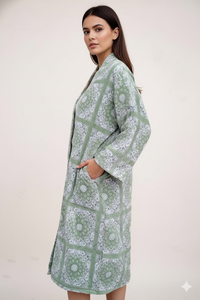 Kimono de Terciopelo Estampado, Bata de Casa, Chaqueta Estilo Boho, Forro de Algodón Indio, Clásico, Elegante, Sexy, Regalo para Adultos, Verano - Product Image 4