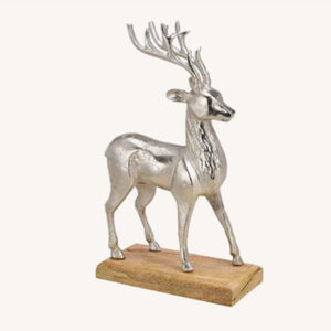 Base en bois de qualité de luxe Matériau en aluminium Fait à la main Design moderne Sculpture de renne Prix le plus bas Accessoire de Noël - Product Image 1