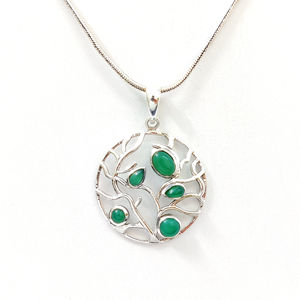 จี้หยกเขียวทำมือ (5.4 กรัม) ชุบโรเดียม กรอบทองชมพู ประดับด้วยจี้รูปทรงทางศาสนา ฝังอเมทิสต์รูปทรงตัวเลข - Product Image 1