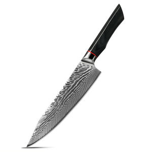 Venta al por mayor personalizado OEM ODM fábrica de cubiertos profesional Extra afilado Chef japonés Damasco cocina Chef cuchillo con mango de madera - Product Image 1