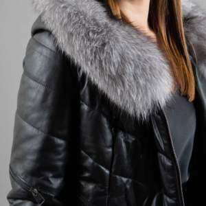 Chaqueta de abrigo largo de cuero de alta calidad personalizada con cuello de piel de zorro zip close Fashion wear chaqueta de bombardero con calefacción completa - Product Image 6