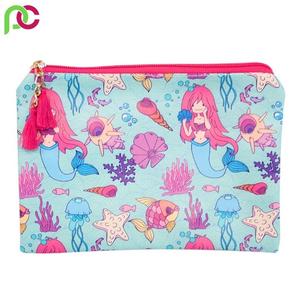 Bolsa estacionaria con estilo para niños, bolsa de maquillaje Floral personalizada, bolsa de cosméticos de algodón con flores bonitas coloridas amarillas para niñas - Product Image 4