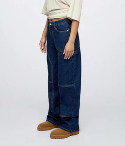 กางเกงยีนส์ทรงหลวมสำหรับผู้หญิงกางเกงยีนส์ขาสั้นโอเวอร์ไซส์ขายาว - Product Image 6