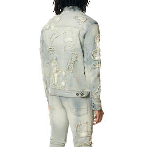 Ensemble pantalon et veste en jean pour homme, style hip-hop, léger et facile à porter, design uni personnalisé, 100% coton, respirant, haute qualité - Product Image 5