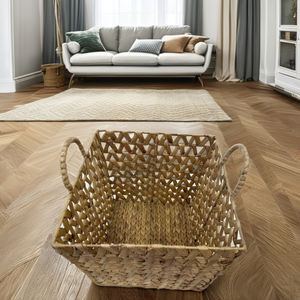 ตะกร้าเก็บของทรงสี่เหลี่ยมทำจากผักตบชวา หรูหรา เป็นมิตรกับสิ่งแวดล้อม ใช้ได้หลากหลาย - Product Image 6