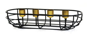 Fil métallique de fer enduit de poudre noire support votif à 4 sections fait à la main étanche décor à la maison - Product Image 3