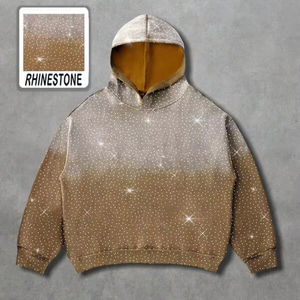 Sudaderas con Diseño Personalizado, Totalmente Decoradas con Pedrería, Efecto Desgastado por el Sol, Precio Económico, Proveedor de Servicios OEM de Alta Calidad, Sudaderas para Hombre - Product Image 2