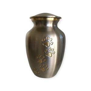 Élégante urne funéraire gravée argentée et bleue avec motifs détaillés pour un souvenir élégant des cendres - Product Image 4