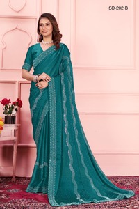 Nuevo Lanzamiento de Sari de seda Rangoon negro para mujer a la venta en línea - Product Image 4