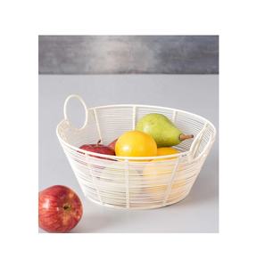 Corbeille à fruits en métal créative Revêtement en poudre blanc avec poignée en métal Corbeille à fruits en fer Fabricant en gros - Product Image 1