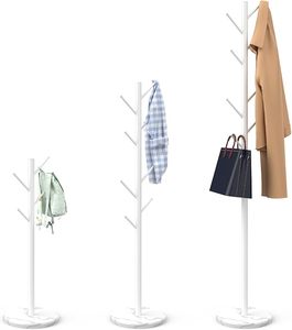 Heavy-Duty 8-Hook Freestanding Metal Coat <b>Rack</b> With Natural Marble Base Modern Stable Coat Hanger Tree for Clothing - Product Image 4