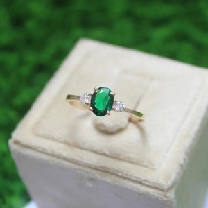 Handmade Minimalistic Women's Sterling <b>Silver</b> 925 <b>Ring</b> <b>Emerald</b> Green Oval Stone CZ May Birthstone for Weddings - Product Image 5