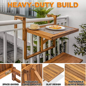 Table suspendue pour balcon conçue pour s'attacher solidement aux balustrades, offrant une surface peu encombrante pour les boissons et les repas. - Product Image 3