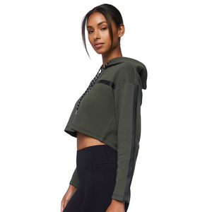 Sweat à capuche court personnalisé de haute qualité pour femmes vêtements de gros à quantité minimale de commande bas avec impression de logo dames haut court pull sweat-shirt - Product Image 5