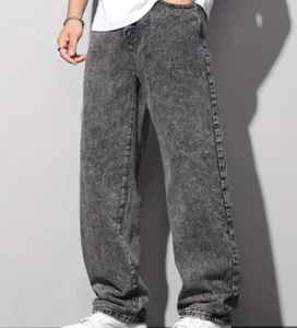 Vaqueros rectos holgados de algodón 100% para hombre, transpirables, de mezclilla, de talle medio, ajuste relajado, estilo gótico, casual, lavados, de pierna ancha, sueltos - Product Image 3