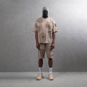 New 2026 High Quality Casual Streetwear Custom Printed Men's 2-Piece T-Shirt and Shorts <b>Set</b> Summer Breathable Track Suit - Product Image 5