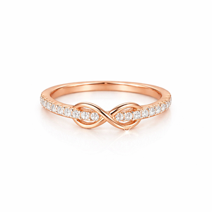Anillo de Eternidad con Símbolo de Infinito y Diamantes Cultivados en Laboratorio, Corte Redondo, Chapado en Oro de 10K y 14K, para Mujeres y Niñas, Venta al Por Mayor - Product Image 1