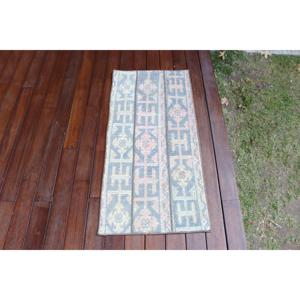 Alfombra de 1.7x3.5 pies, Alfombra Turca Vintage, Alfombra de Lana Azul - Product Image 4